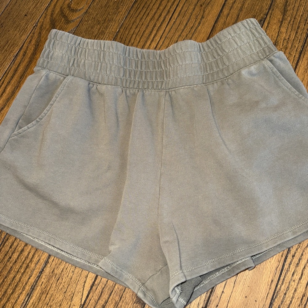 Spiritual Gangster Sweat Shorts High Rise Olive Green Gray Women's L 3" Elastic